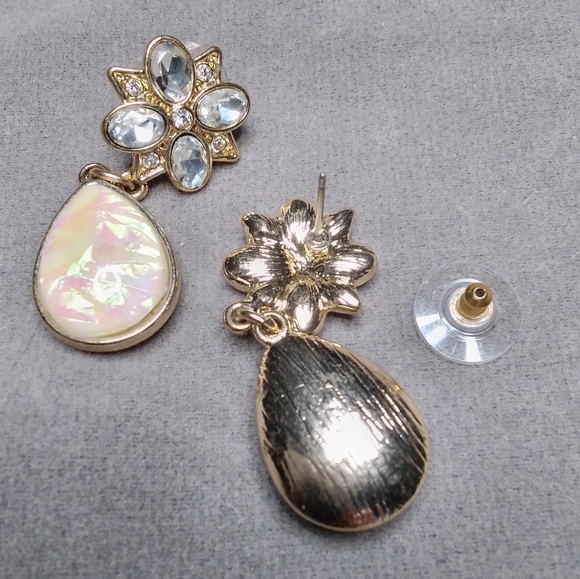 Gold opal hair comb teardrop earring jewelry set - Picture 5 of 12